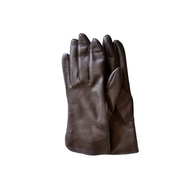 Womans Brown Leather Gloves With 100% Acrylic Lining By Fownes - Picture 5 of 5